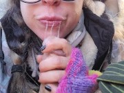 Parking Lot Blowjob Ends in a Cum Bubble Mouthpie 12/16