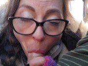 Parking Lot Blowjob Ends in a Cum Bubble Mouthpie 15/16