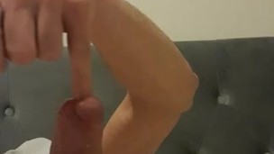Jerking and massaging my cock to nice cumshot orgasm