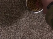 Feeding the cat but giving him extra because he’s a good boy 10/16