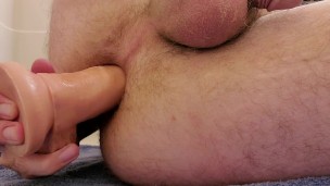 Up close anal dildo tease