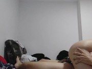 I teach my little stepbrother how to put on a condom and we try it 13/16