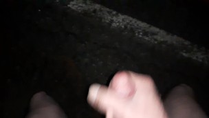 Jerking and cumming by the road while naked.