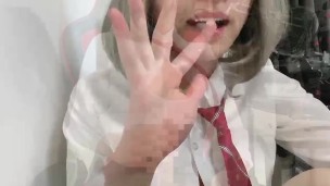 【男の娘の本気射精】スカートめくり巨乳JKになったイケメン社会人は大興奮の射精をする