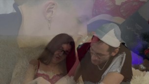 Cuckold whispers a girl and her lover on New Year's Eve