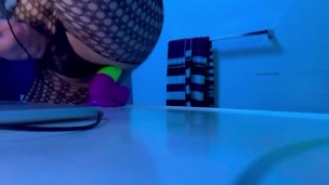 Wife catches me in the bathroom riding my fav toy! in love with big toys!!!! Sexy Thong