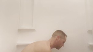 Hairy Guy Pisses on Himself then douches