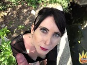 PublicSexDate - Petite Goth Slut Lou Nesbit Sucks Stranger's Cock in Public 8/16