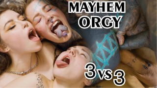 ORGIE alternative hardcore - 3 contre 3 baise anale - ATM, gape ...