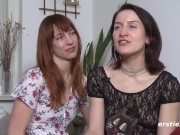 Deutsche Brünette fickt ihre Freundin mit einem Strap-On 9/16