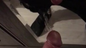 My big cock cum on mirror