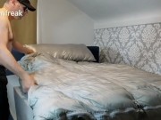 Part 1 Humping the Pillows. Downfreaks Satin Pillows, Down bag and Down Pants. 2/16