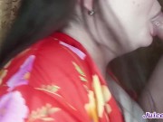 Girl paid for repair with deep blowjob. Face covered with cum 9/16