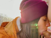 POV. Naughty stranger seduced me with public blowjob in mountain cableway and begged to cum in mouth 10/16