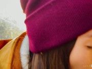 POV. Naughty stranger seduced me with public blowjob in mountain cableway and begged to cum in mouth 11/16