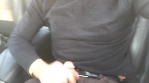 Wanking behind the wheel! Car jerking and cumming!