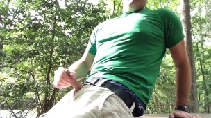 Public jerking my cock at the campground on the picnic table