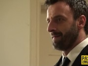 Bdsm slut gags on dick and rides 1/16