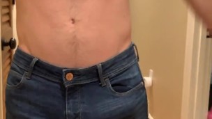 Teasing you with my hard cock in tight jeans