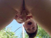 fingerfucking my tight cunt and squiring in yard- public masturbation pawg multiple orgasms 11/16