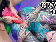 Tattoo teens female domination, ANAL fuck, strap on, gaping ass, prolapse, crazy big toys