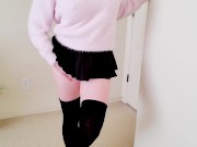 Shy Girl Pretending She Doesn’t Want To Show You What’s Under Her Skirt ;)