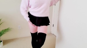 Shy Girl Pretending She Doesn’t Want To Show You What’s Under Her Skirt ;)
