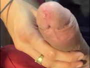 Big cumshot all on my leg and shoe with my leg up 🤓🤤 9 inch bbc latino dick cock stiff dick cum 16/16