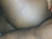 BIG BOOTY EBONY  SWAYING WET PUSSY ON CHOCOLATE DICK  SIDEWAYS FROM THE BACK!!!!! 9/16