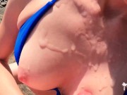 PUBLIC BEACH FUCK - Big ass horny girl needs passionate outdoor sex NOW cum on tits - Honey Tequila 16/16