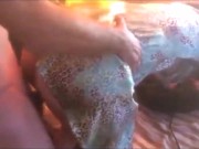 308 (02) - Putain de fille blanche en lingerie satinée (corset, culotte noire, résille, talons) 3/16