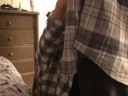 Young blonde with dreadlocks sucks and swallows old mans big white cock  9/16