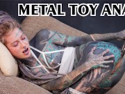 TATTOO girl masturbating with BIG STEEL TOY, ANAL gapes, prolapse, alternative, goth, teen