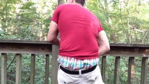Jacking off in the woods at the public park