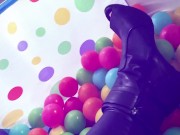 Dominatrix Mara ASMR Leather Pants, Jacket, Gloves + Boots in a Ball Pit [BDSM / Kink] 13/16