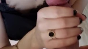 Cum on nylon in the kitchen