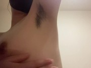 ボーボーの脇をヌルヌルオイルでマッサージ♡ちくびがビンビン♡【個人撮影】 8/16