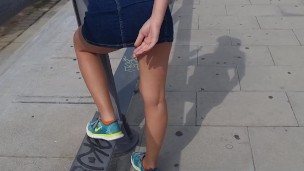 Risky hot girl lovely masturbation in public park