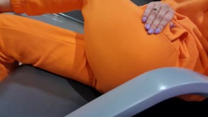 She can't wait anymore Risky masturbation in aeroport toilet