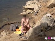 Redhead girl and her cum shower at the beach 6/16