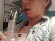 Mommy's  good at blowing ice clouds  13/16