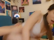 Hurry up and Fuck me before my Bf gets home! Kitty Lee gets showered with cum 9/16