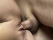 Hot tight shaved pussy fucked so good, almost cums inside, cumshot 7/16