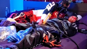 xxx sexcom Pup Buster gets a Milking with Breath Control in MX Gear and Chains