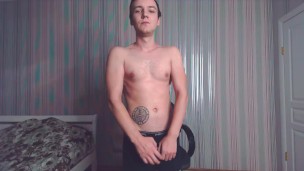 Sexy guy dancing in black underpants