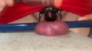 Kaylee puts the screwdriver to her sissy nuts 