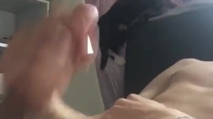 Nearly caught wanking with big cumshot 