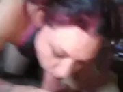 Gothic Hotwife Sunshyne deep blowjob facial and oral creampie!