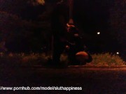 A slut's wife shamelessly drinks piss and cum in a public park 10/16