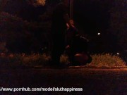 A slut's wife shamelessly drinks piss and cum in a public park 11/16